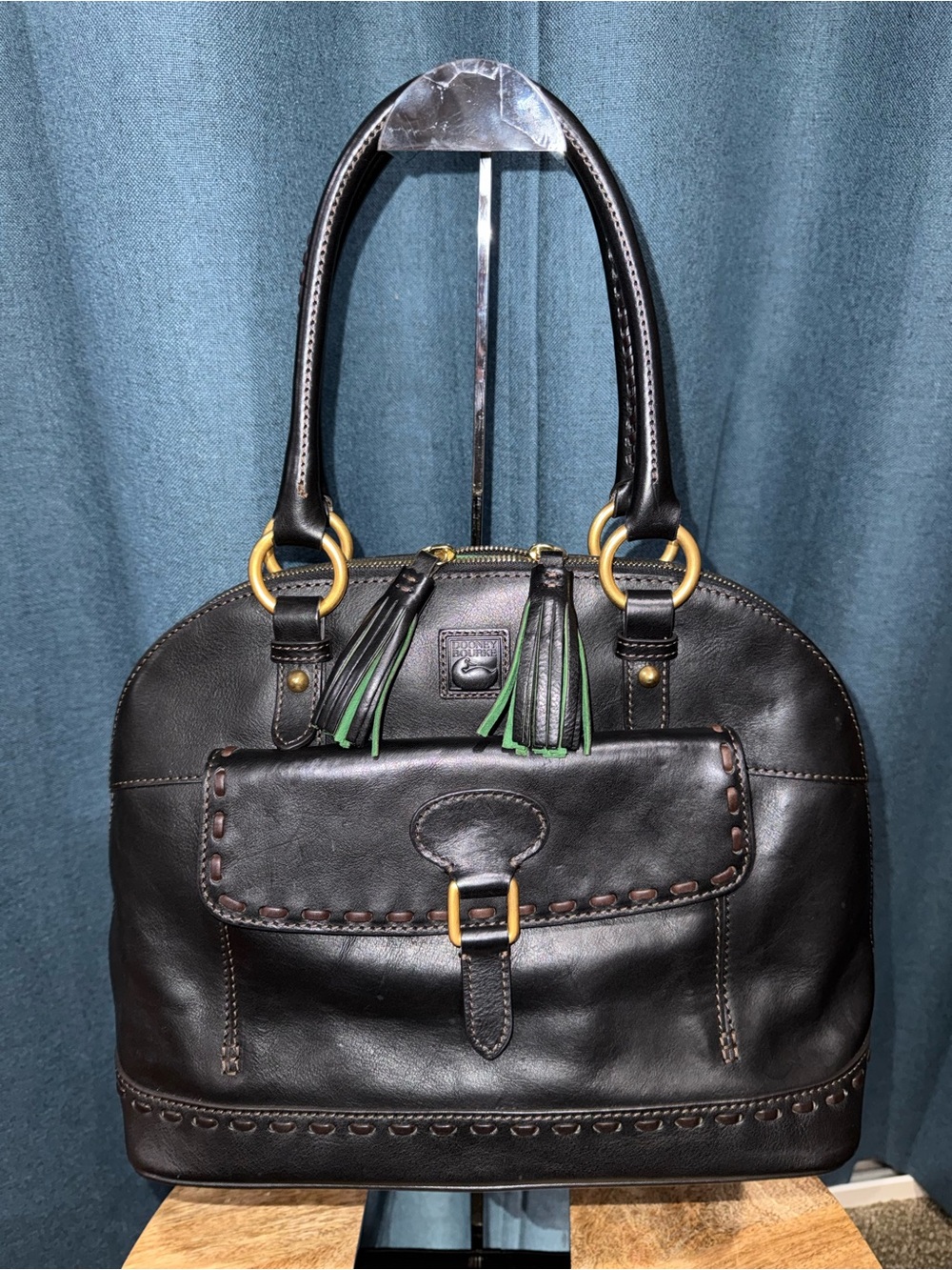Dooney & Bourke Florentine Front Pocket Domed Satchel in Dark Navy